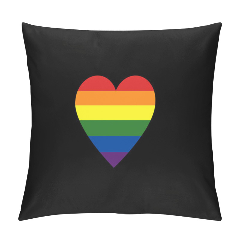 Personality  Illustration Of Heart With Rainbow Lgbt Flag Isolated On Black Pillow Covers