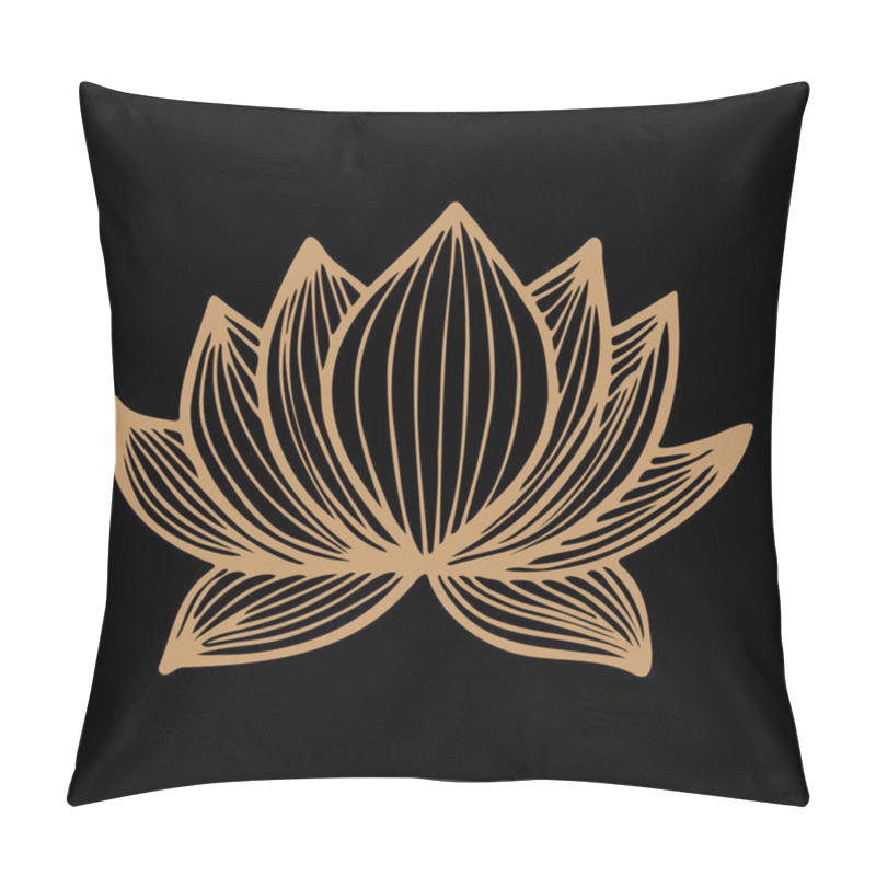 Personality  Elegant Golden Lotus Flower On Luxurious Black Background Pillow Covers