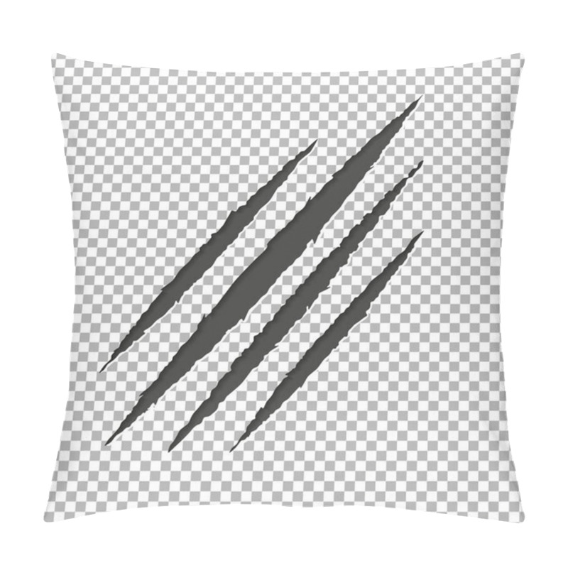 Personality  Monster Tear Claw Scratch Mark. Llion Break Paper Isolated On Transparent Background. Black Claws Sc Pillow Covers