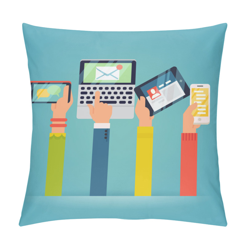 Personality  Hands Holding Mobile Devices. Pillow Covers