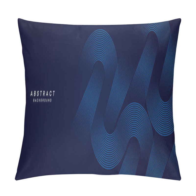 Personality  Abstract Dark Blue Waving Circles Lines Technology Background. Modern Gradient With Glowing Lines Shiny Geometric Shape And Diagonal, For Brochure, Cover, Poster, Banner, Website, Header Pillow Covers