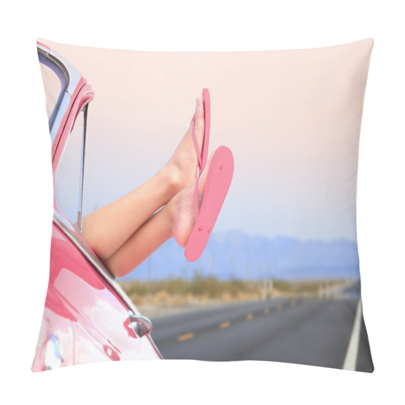 Personality  Freedom Car Travel Concept - Woman Relaxing Pillow Covers