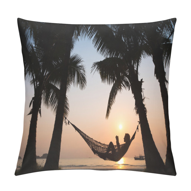 Personality  Sunset In Hammock On The Beach Pillow Covers