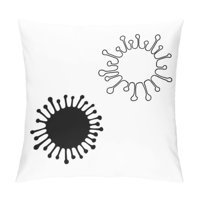 Personality  Coronavirus Bacteria Icons. Hand Drawn Sketch Style. Stop Epidemic. Danger. Red, Black And White Vector Elements On White. Pillow Covers