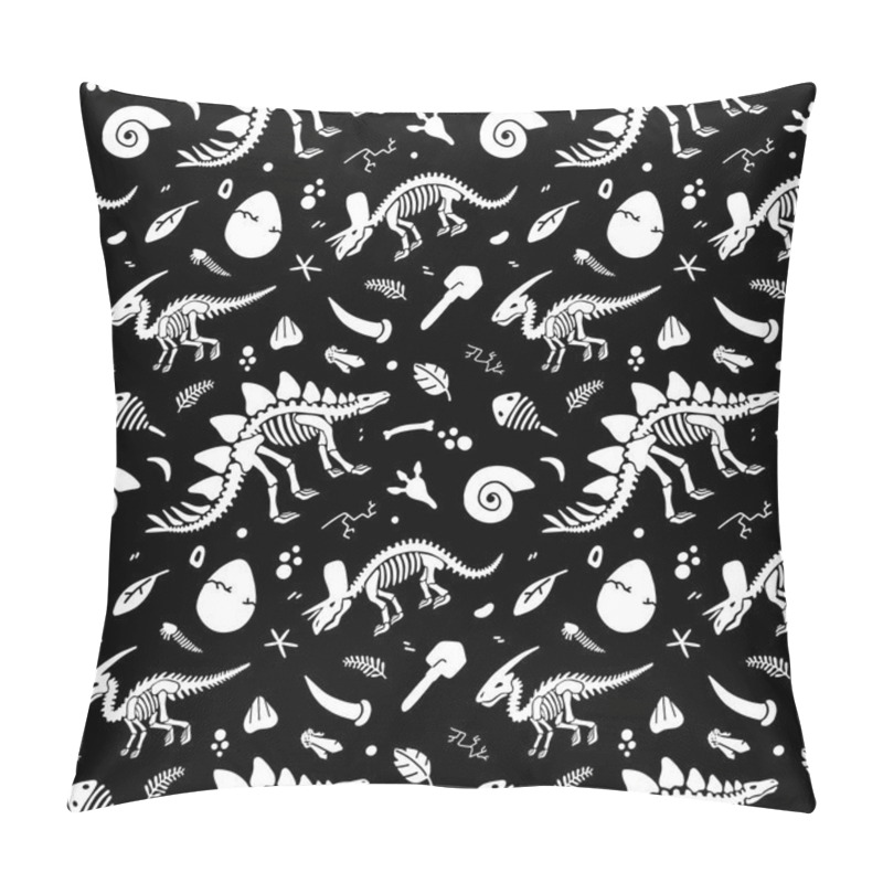 Personality  Dinosaur Skeletons And Fossils. Vector Seamless Pattern.  Pillow Covers