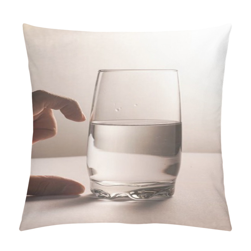 Personality  Glass Half Empty Or Glass Half Full. Psychology Or Motivational Concept Pillow Covers