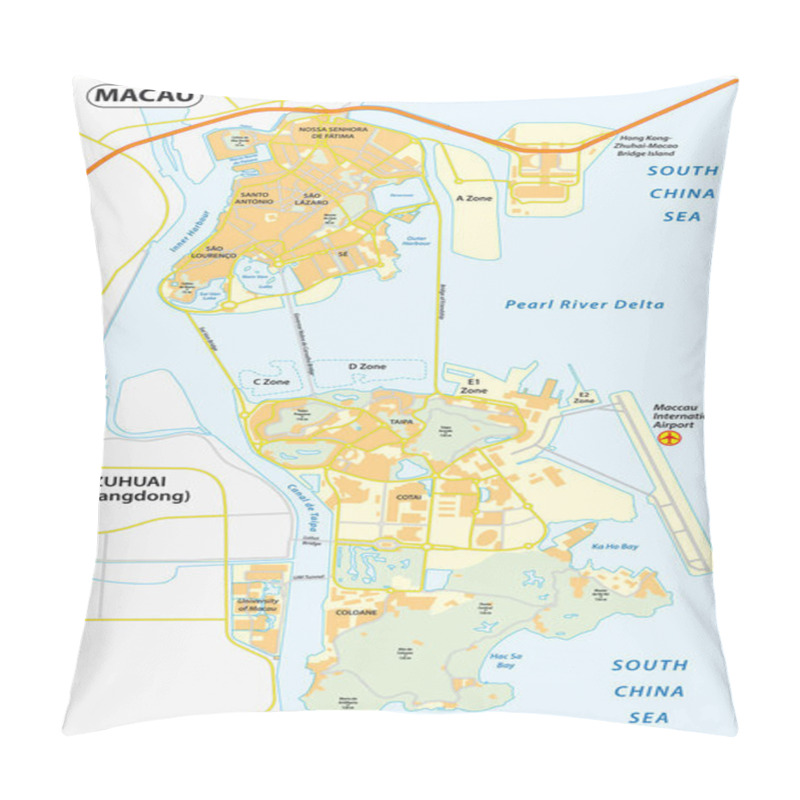 Personality  Vector Map Of Macao People S Republic Of China Special Administrative Region Pillow Covers