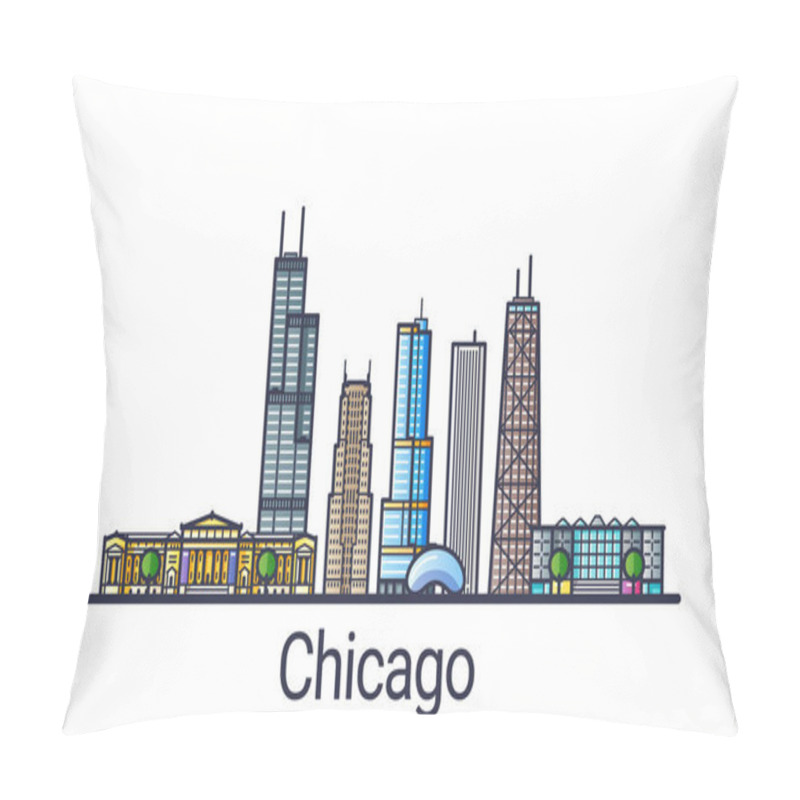 Personality  Flat Line Chicago Banner Pillow Covers