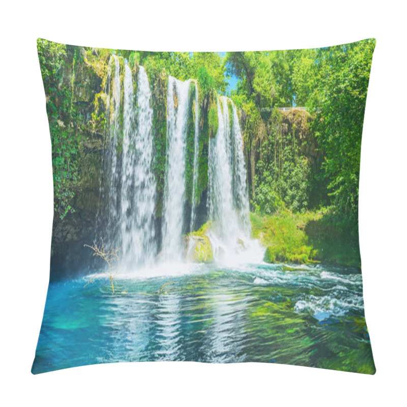 Personality  The Picturesque Landscape Around The Upper Duden Waterfall - The Deep Canyon Is Covered With Lush Greenery, Providing Shade And Fresh Air To The Public Park, Antalya, Turkey. Pillow Covers