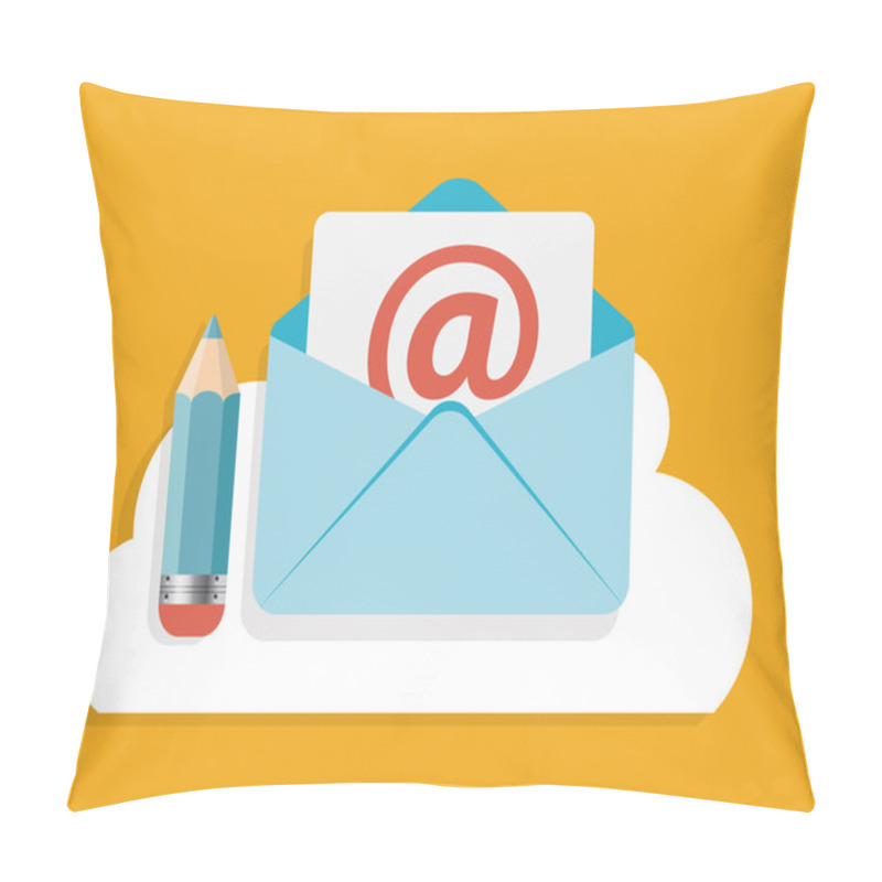 Personality  Flat Design Concept Email Write Icon Vector Illustration Pillow Covers