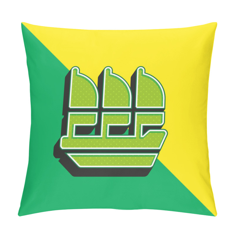 Personality  Boat Green And Yellow Modern 3d Vector Icon Logo Pillow Covers