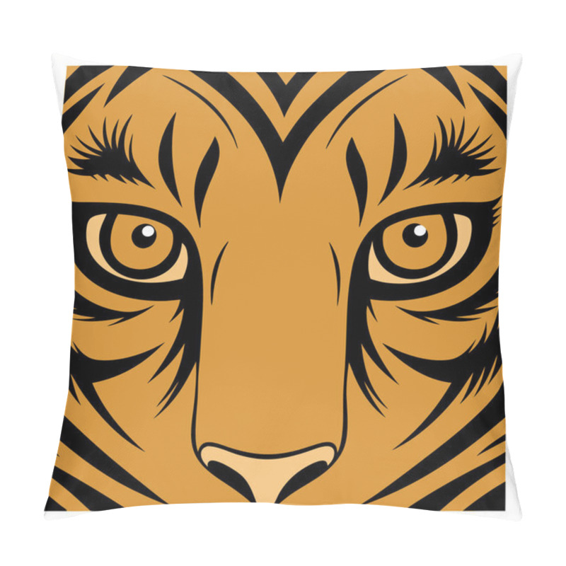 Personality  Tiger Eyes Vector Art Illustration, Wild Animal Design, Symbolic Tiger Head Artwork Pillow Covers