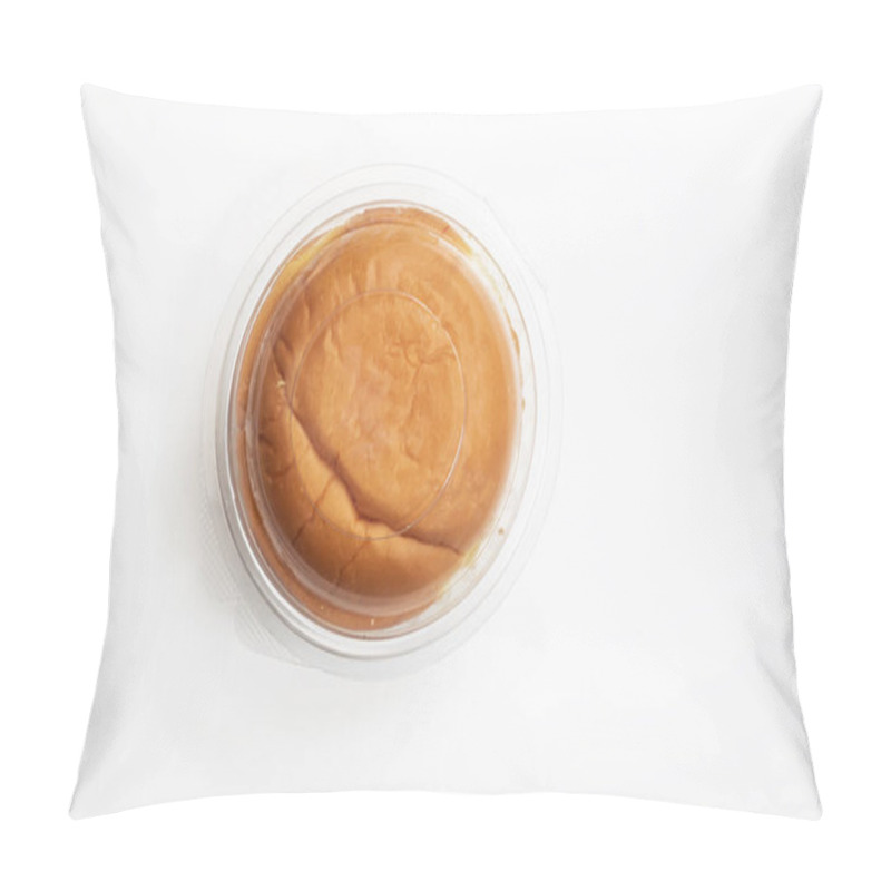 Personality  A Freshly Baked Round Butter Bun Enclosed In Clear Plastic Packaging, Displayed On A White Background. Perfect For Bakery Promotions, And Food Advertising. Pillow Covers