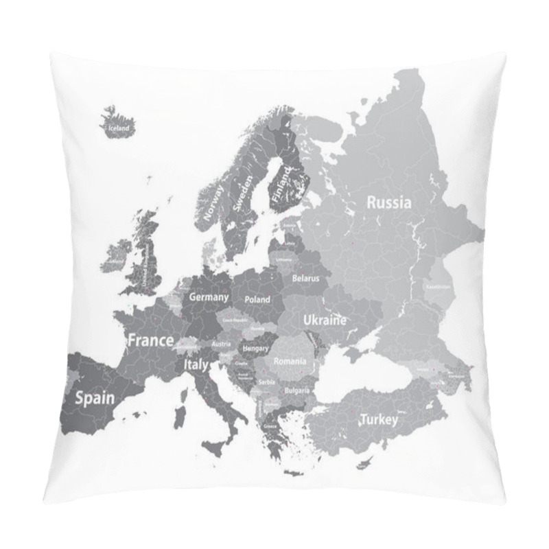 Personality  Europe Vector High Detailed Political Map With Regions Borders Pillow Covers