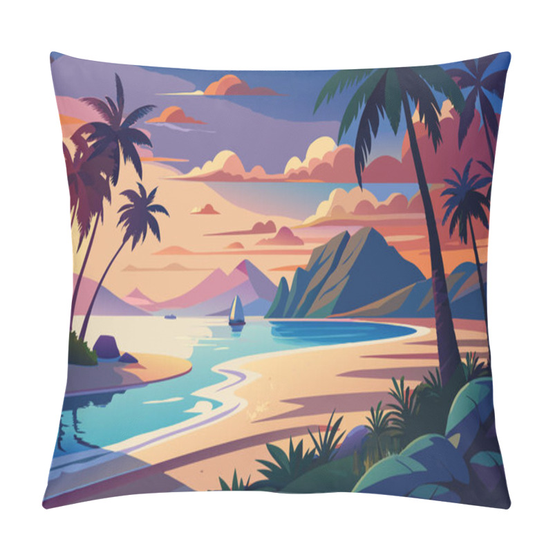 Personality  Summer Tropical Beach Landscape Background Pillow Covers