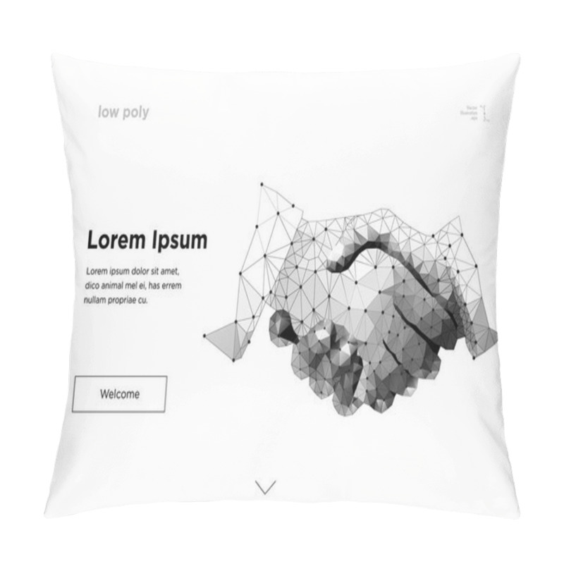 Personality  Handshake. Abstract Mesh Line And Point Business Handshake Origami On White Background With An Inscription. Starry Sky Or Space, Consisting Of Stars And The Universe. Vector Business Illustration Pillow Covers