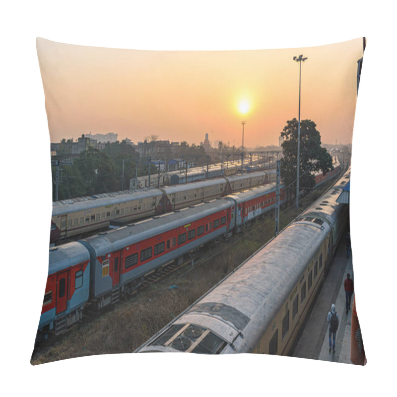 Personality  A View Of Express Trains At A Junction Railway Station Of Indian Railways System, Kolkata, India On February 2021 Pillow Covers