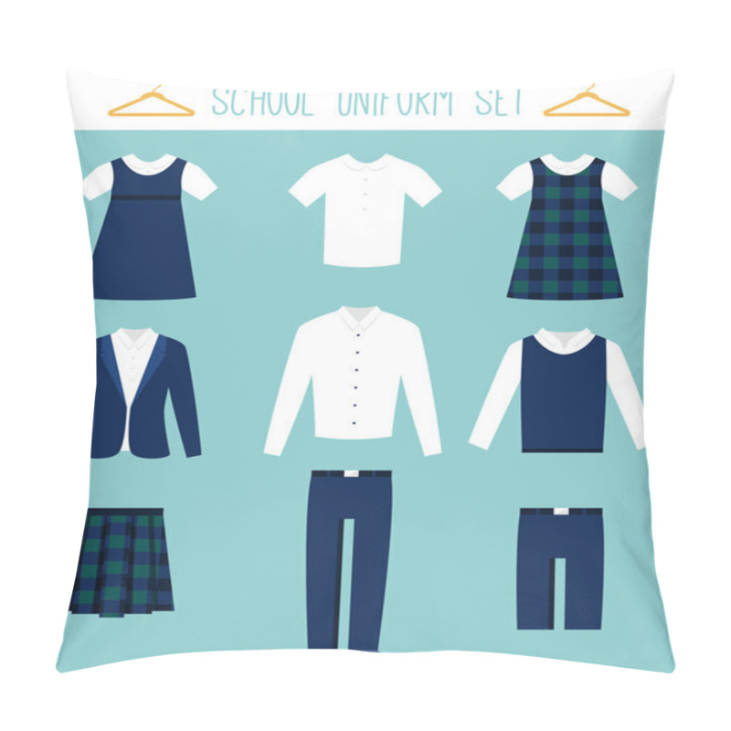 Personality  School Uniforms For Children. Kids Clothes Vector Set Pillow Covers