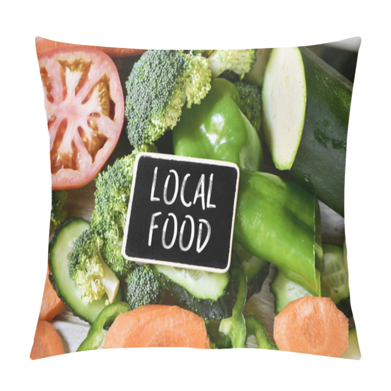 Personality  Vegetables And Text Local Food In A Chalkboard Pillow Covers