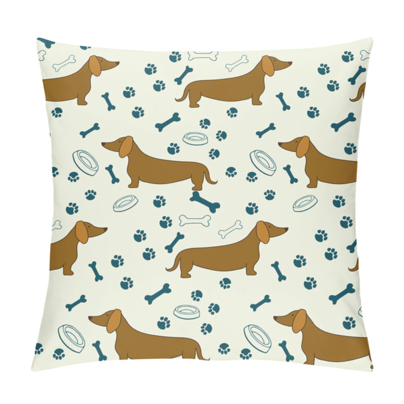 Personality  Seamless Pattern With Cartoon Dachshunds Pillow Covers