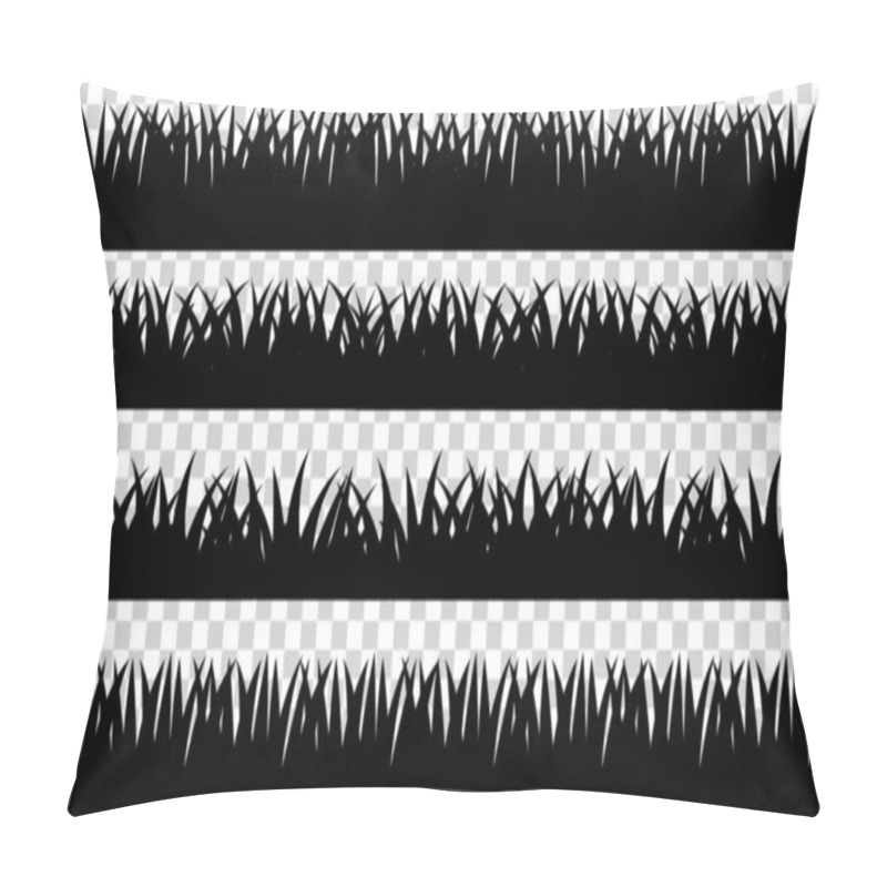 Personality  Collection Of Solid Black Grass Isolated From A White Background. Vector Illustrations Pillow Covers