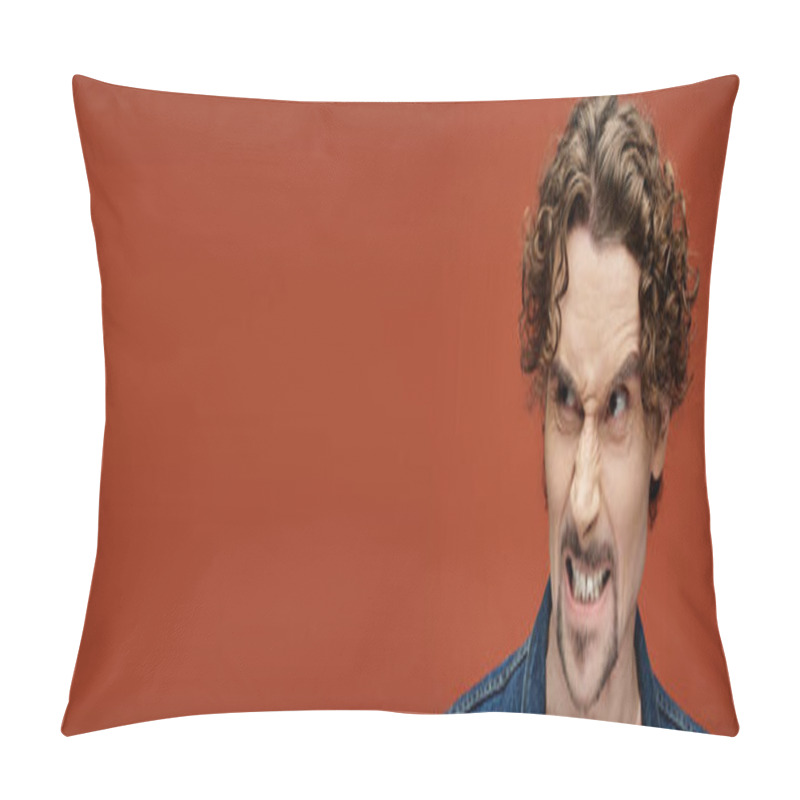 Personality  A Handsome Man Showcases Deep Emotions In A Vivid Setting. Pillow Covers