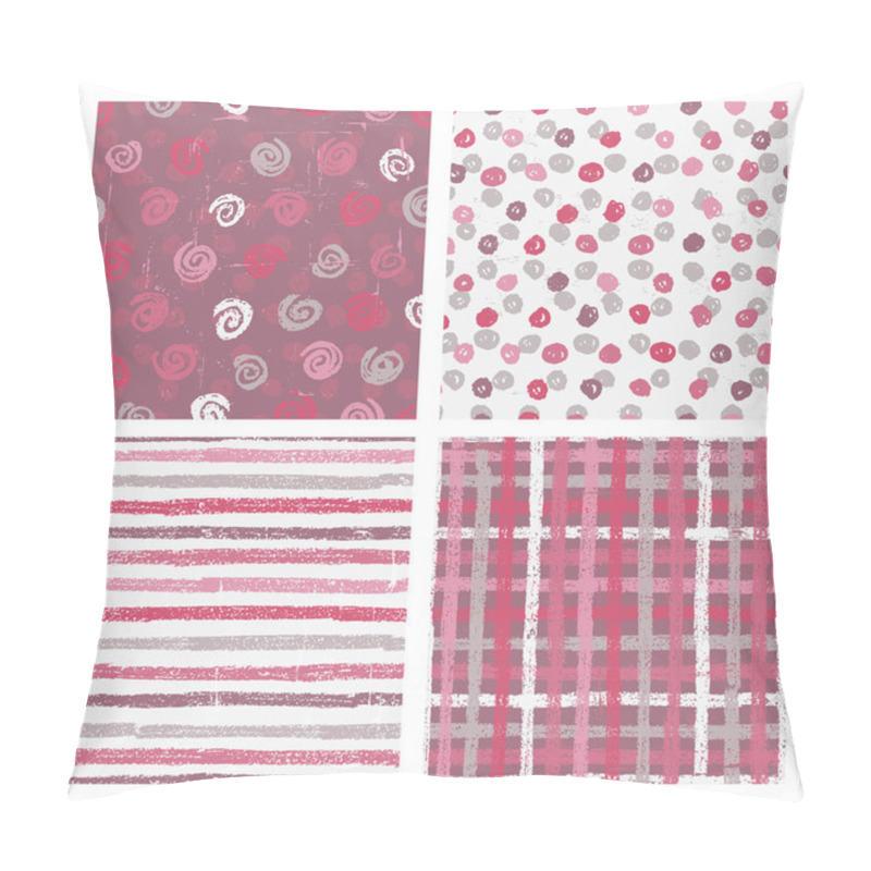 Personality  Set Of Four Naive Styled Seamless Patterns Pillow Covers