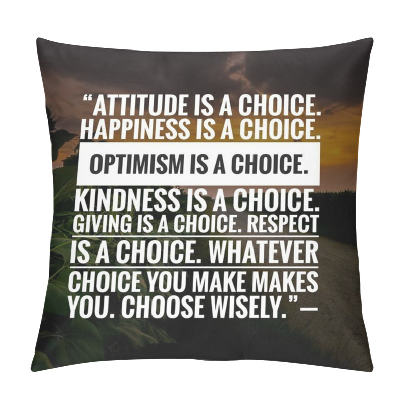 Personality  Success Quote About Life With Natural Background, Inspirational Motivation Quote, Positive Text Massage. Pillow Covers