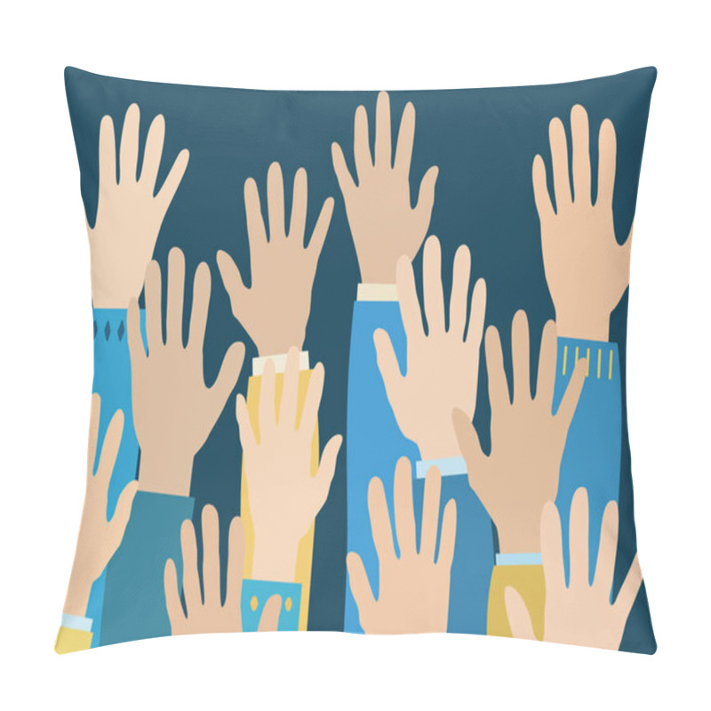 Personality  Illustration Of Cartoon Hands Of People On Grey, Stand With Ukraine Concept  Pillow Covers