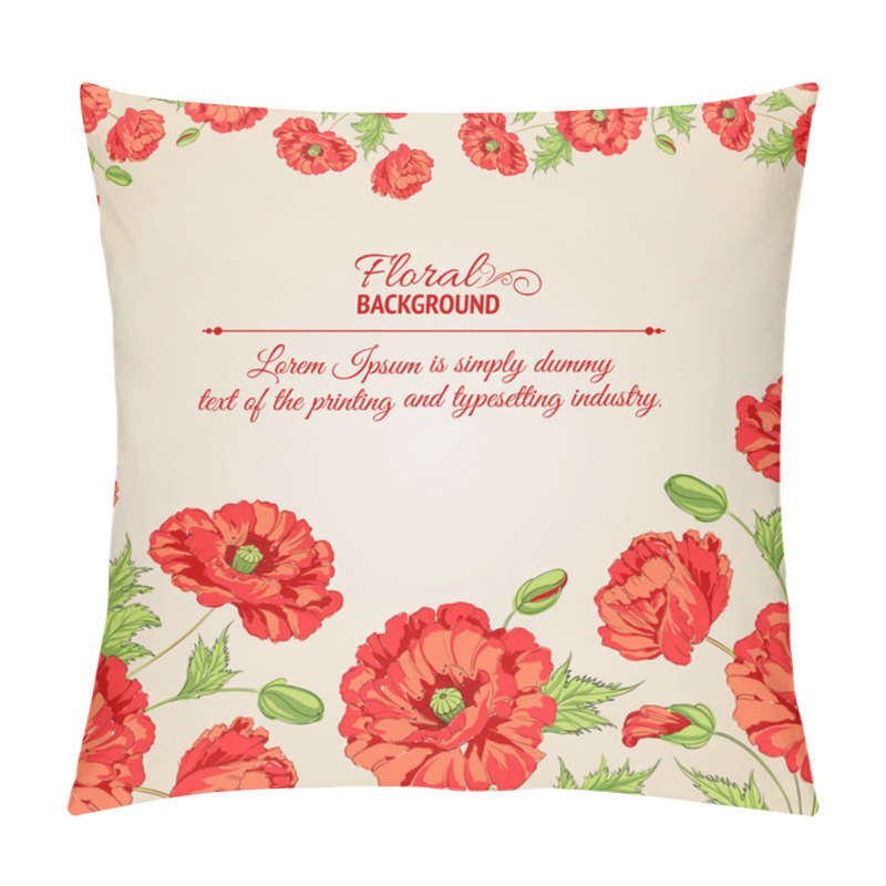 Personality  Card With Stylized Poppy Flowers. Pillow Covers