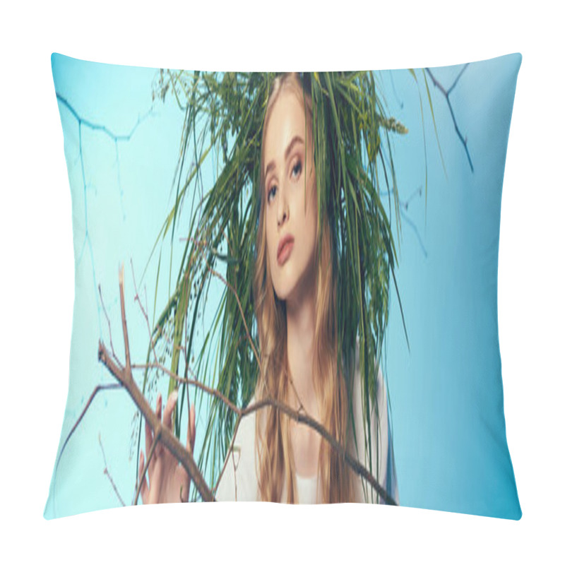 Personality  A Young Mavka In Traditional Attire Gazes Serenely Under A Lush Tree In A Whimsical And Fairy-tale-like Studio Setting. Pillow Covers