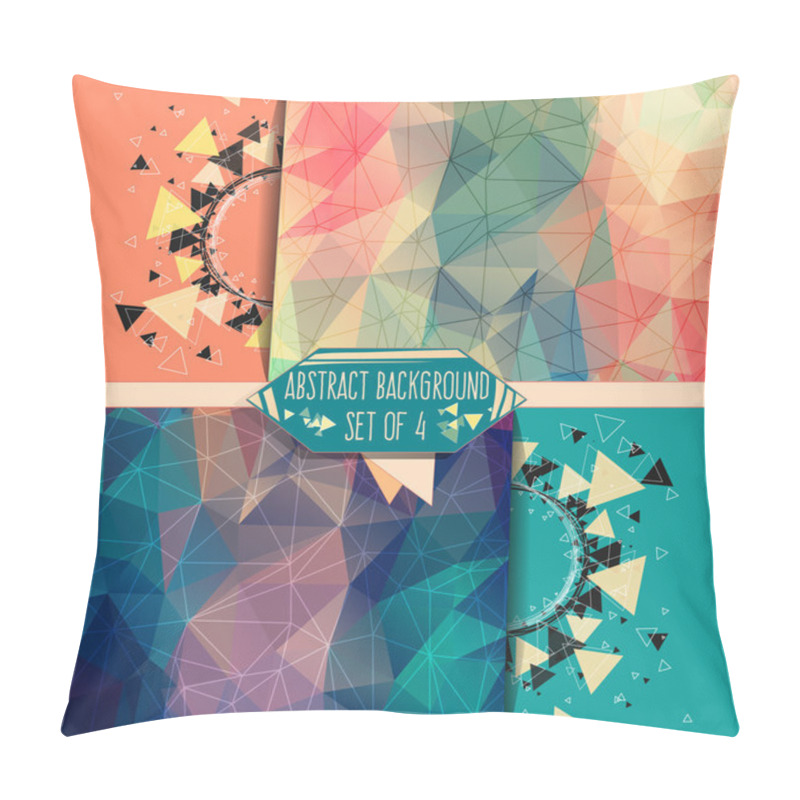 Personality  Four Abstract Background Triangle Set. Pillow Covers