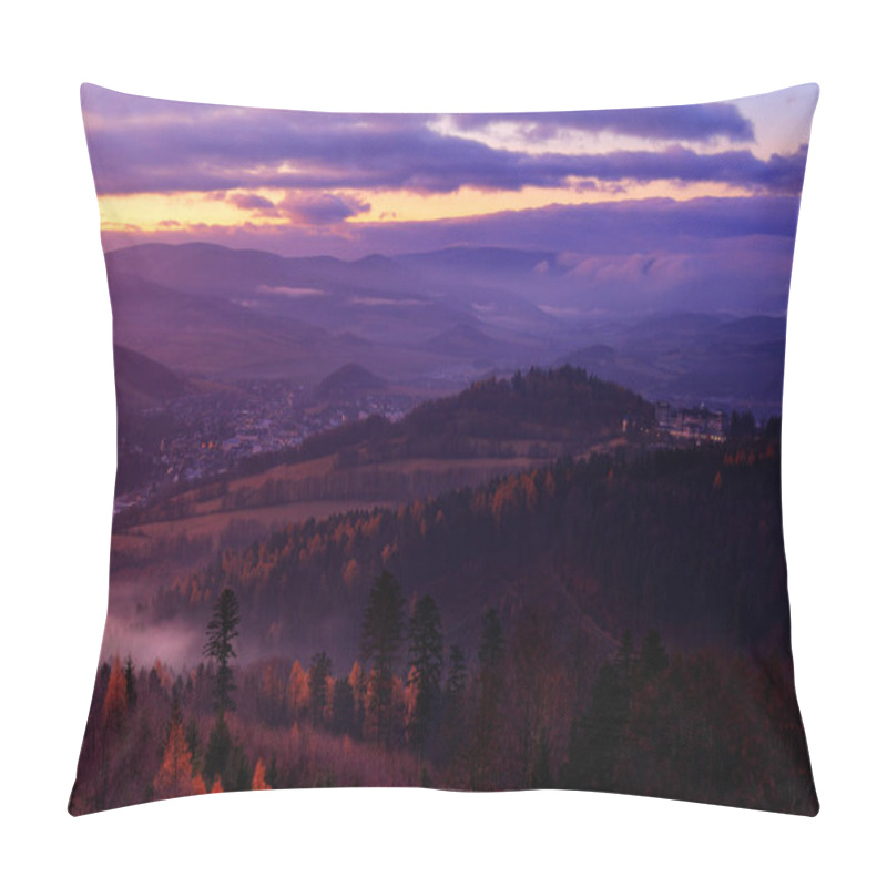 Personality  Autumn Trees With Fog Pillow Covers