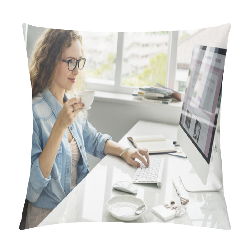 Personality  Lady Working In  Office  Pillow Covers