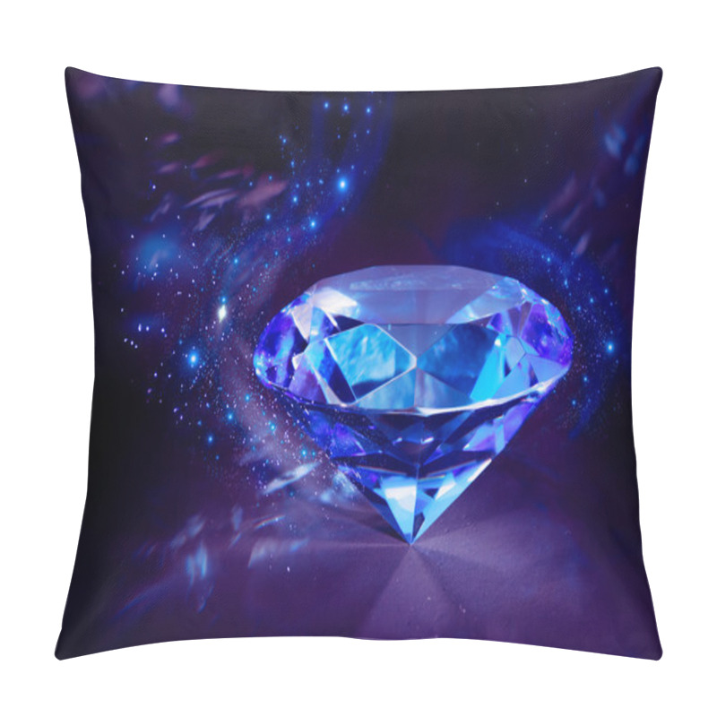 Personality  Shiny Blue Diamond On A Black Background Pillow Covers