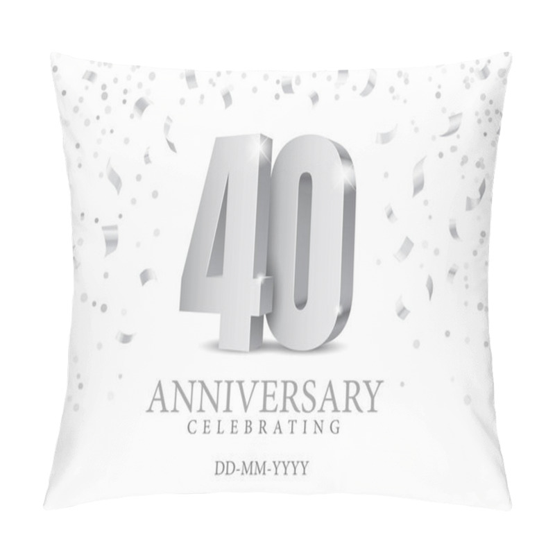 Personality  Anniversary 40. Silver 3d Numbers. Pillow Covers