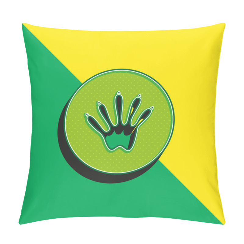 Personality  Animal Footprint Green And Yellow Modern 3d Vector Icon Logo Pillow Covers