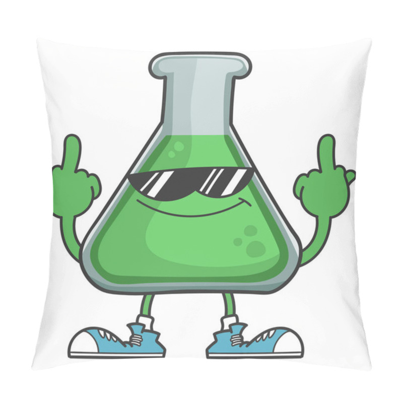 Personality  Science Test Tube  With Sunglasses Giving The Middle Fingers Pillow Covers