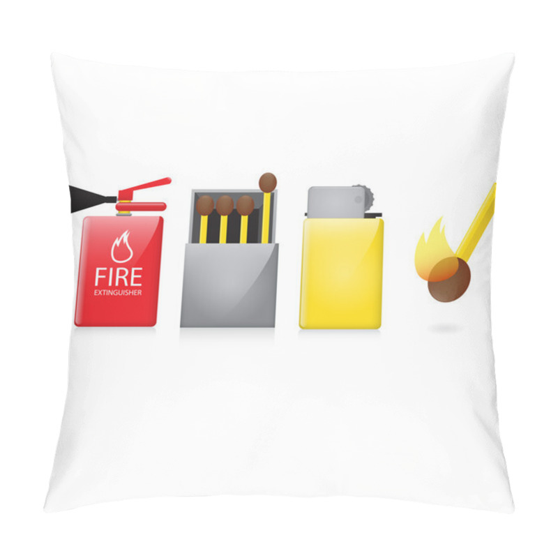 Personality  Four Fire Symbols, Vector Illustration  Pillow Covers