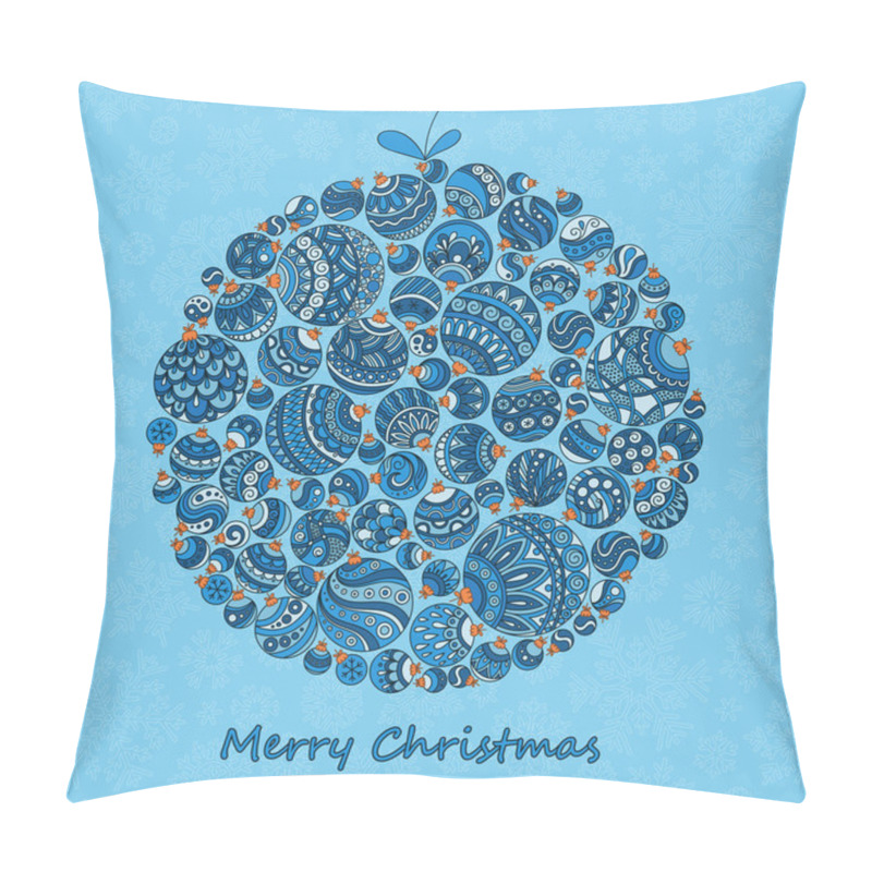 Personality  Christmas Card. Christmas Ball From Balls Illustration. Pillow Covers