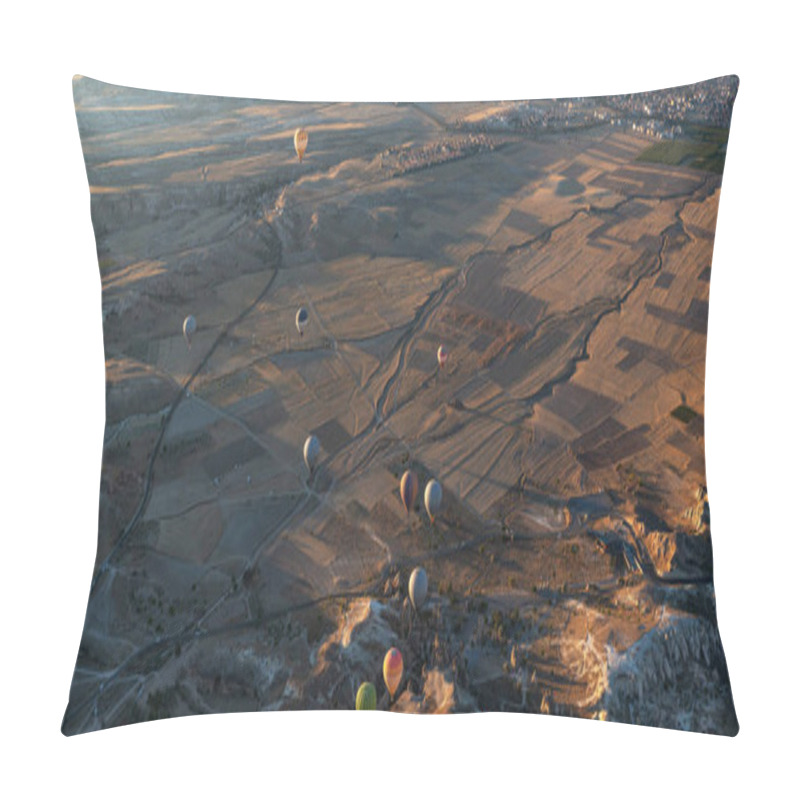 Personality  At Dawn, Hot Air Balloons Float Over A Sprawling Valley Shadowed By Undulating Mountains, Their Colors Vivid Against The Fading Night. Below, Patchwork Fields And Distant Towns. Pillow Covers