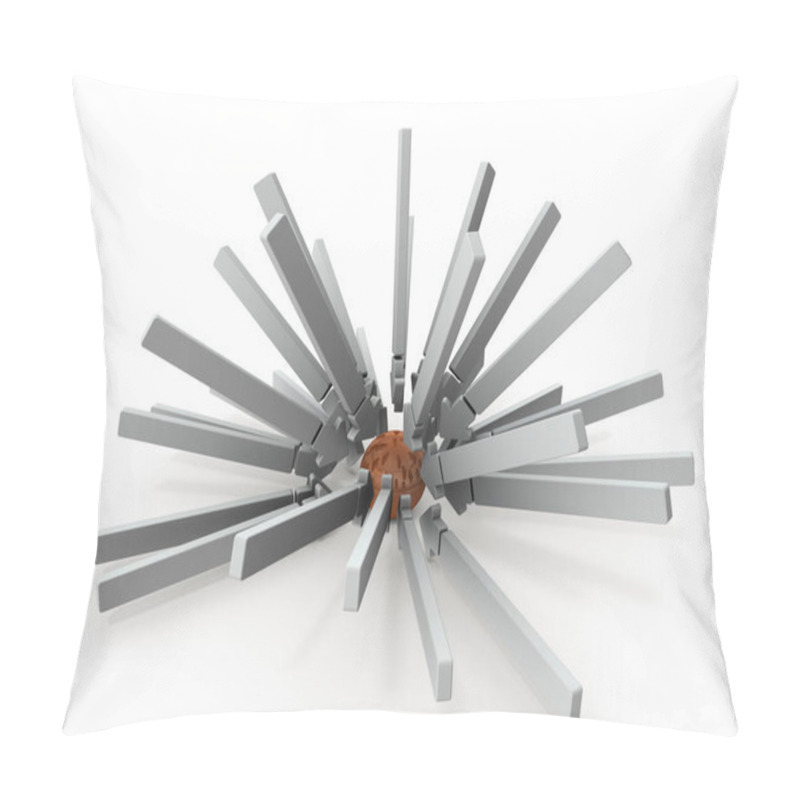 Personality  An Abstract That Represents The Core Of The Attack Target. White Background. 3D Rendering.  Pillow Covers