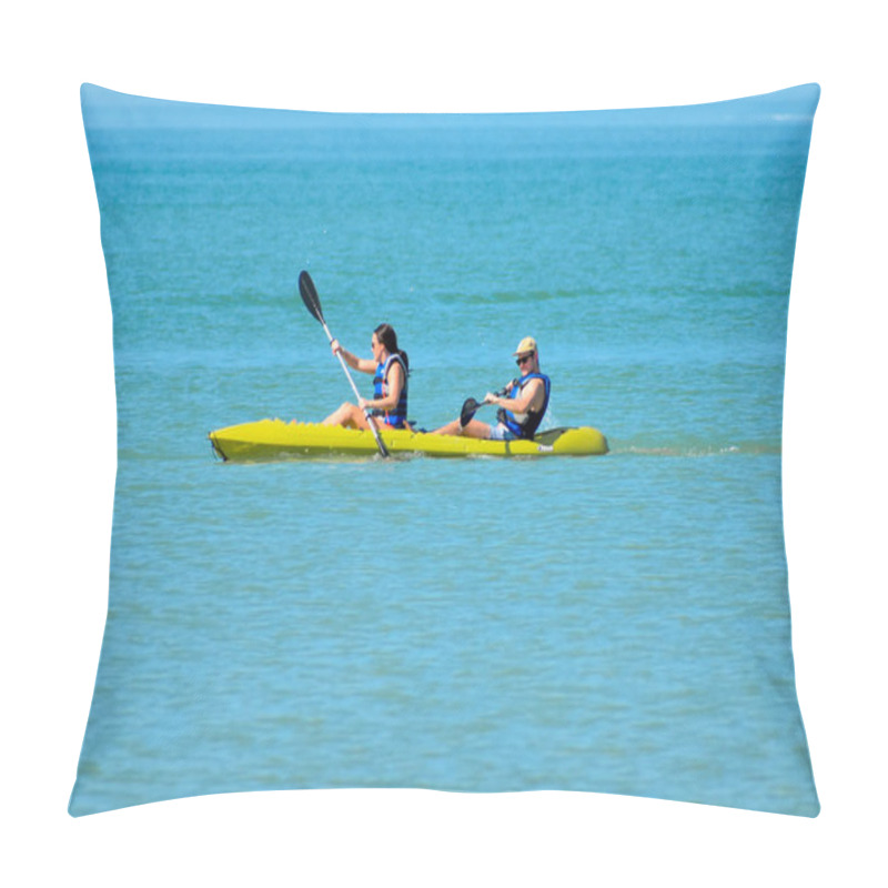 Personality  St. Pete Beach, Florida . January 25, 2019. Couple Practice Kayaking Around The St. Pete Beach (4) Pillow Covers