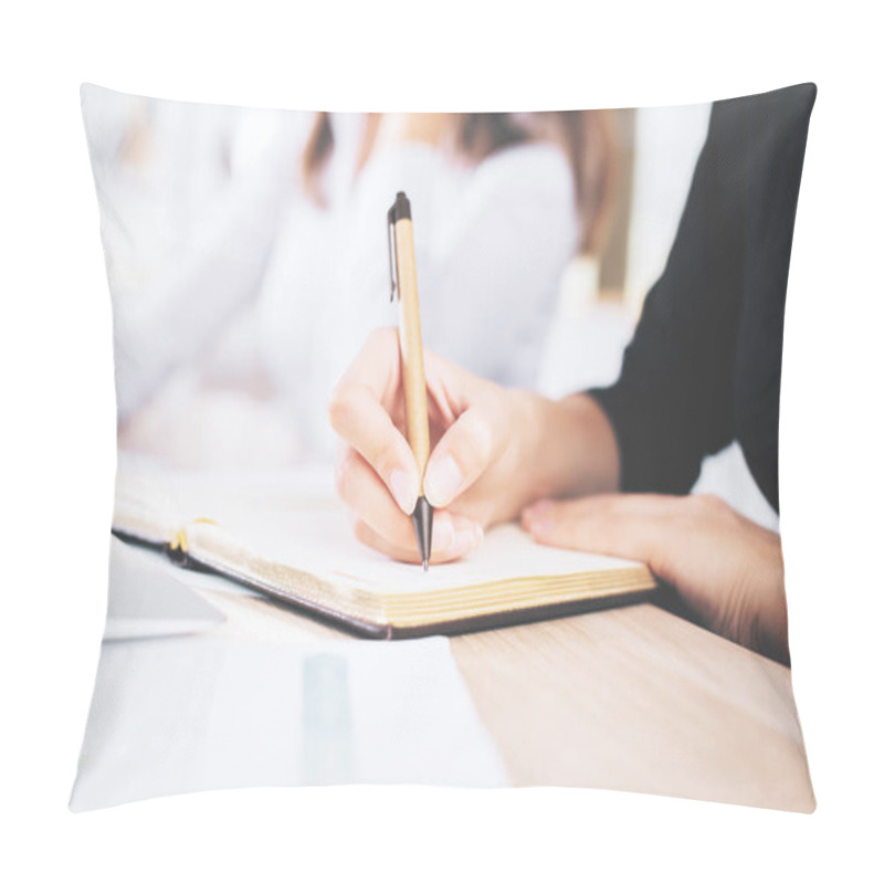 Personality  Woman Writing In Notepad Pillow Covers