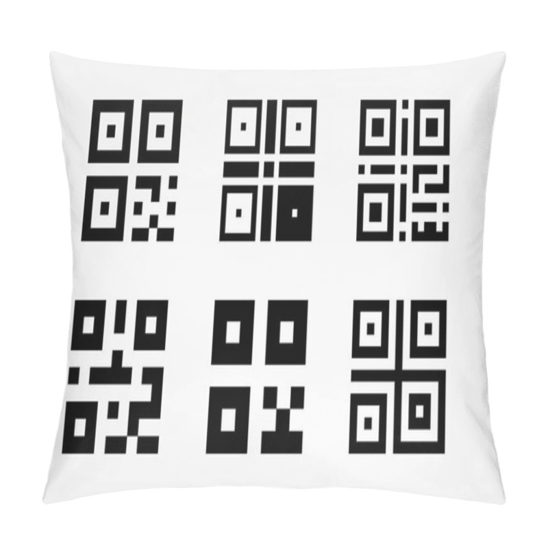 Personality  Set Of Digital Qr Code Icons. Scanning Price And Information Labels Collection Pillow Covers