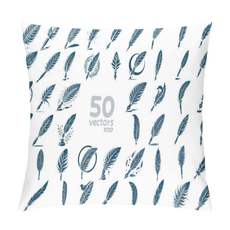 Personality  Monochrome Illustrations Of Writing Pens Silhouettes Decorative Icons Stationery Pillow Covers