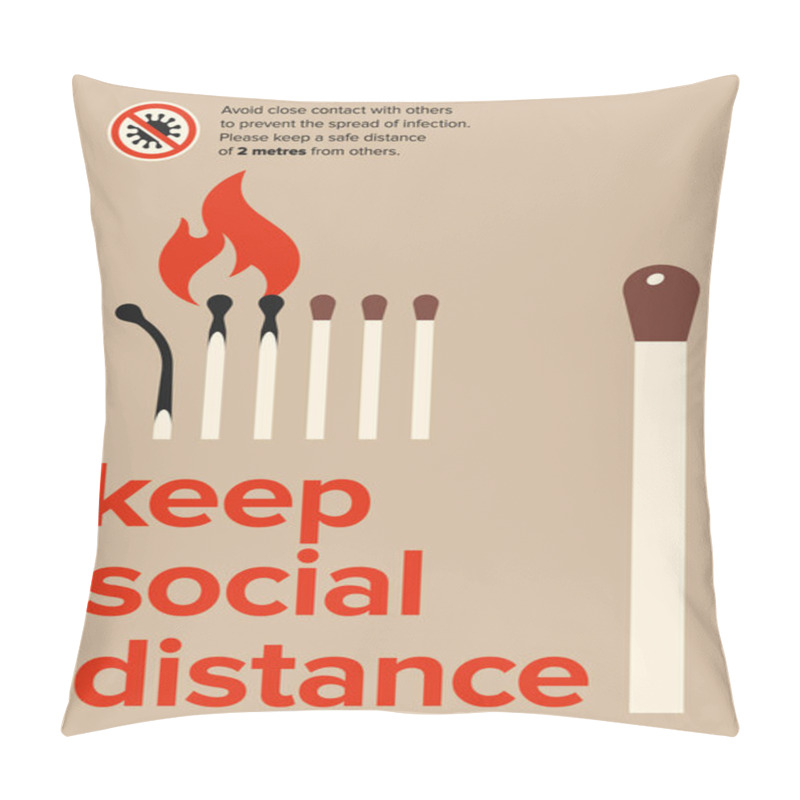 Personality  Keep Social Distance. A Poster That Uses A Clear Visual Metaphor To Persuade You To Avoid Close Contact, So As Not To Get Infected Pillow Covers