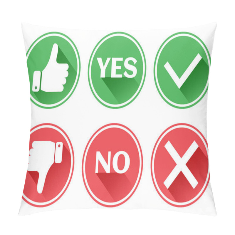 Personality  Set Red And Green Icons Buttons. Thumb Up And Down. Like And Dislike. Confirmation And Rejection. Yes And No. Vector Illustration. Pillow Covers