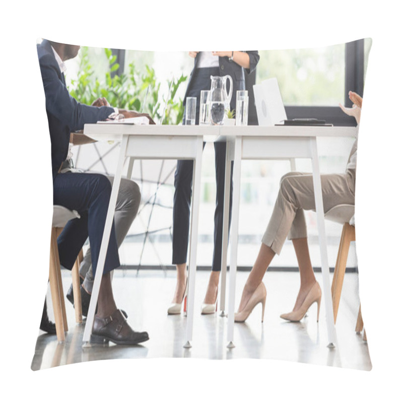 Personality  Cropped View Of Businesspeople At Table In Office Pillow Covers