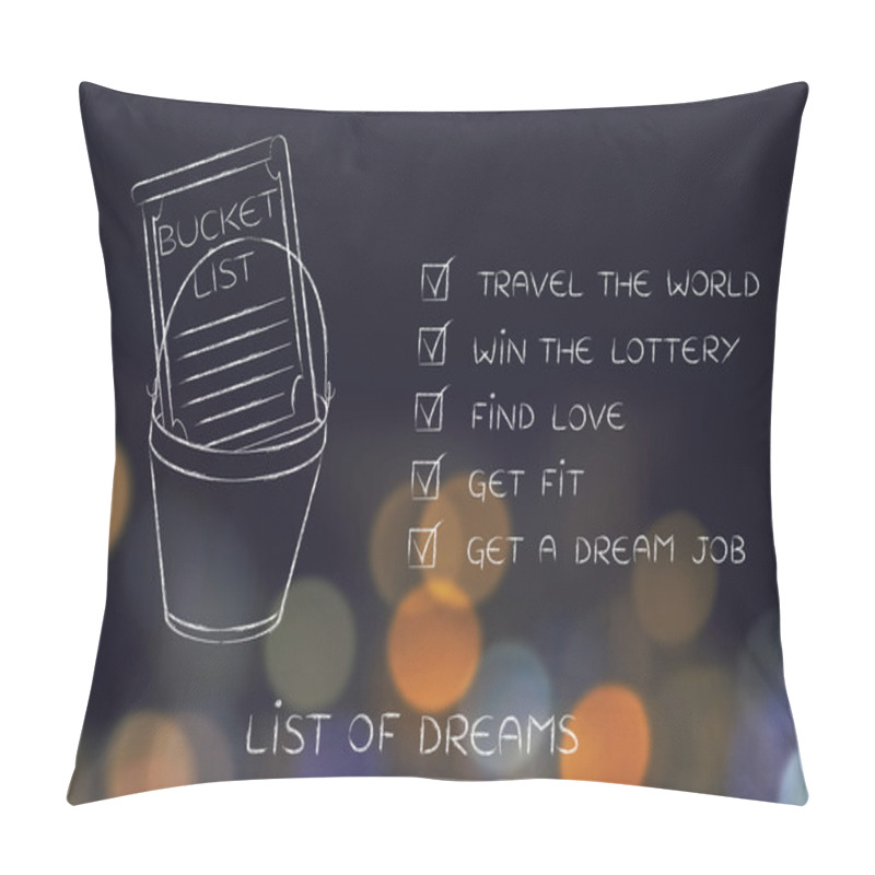 Personality  Bucket List Of Lifestyle Dreams To Accomplish, Ticked Off Pillow Covers